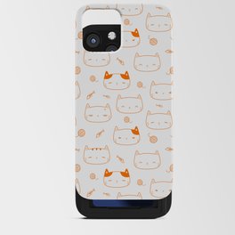 Orange Doodle Kitten Faces Pattern iPhone Card Case