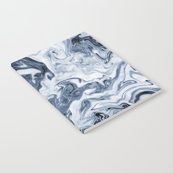 Isao - spilled ink art print marble blue indigo india ink original waves ocean watercolor painting Notebook
