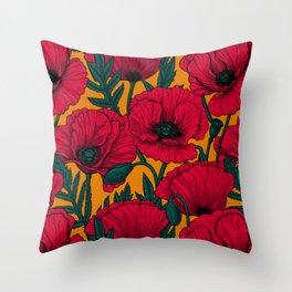 Red poppy garden    Throw Pillow