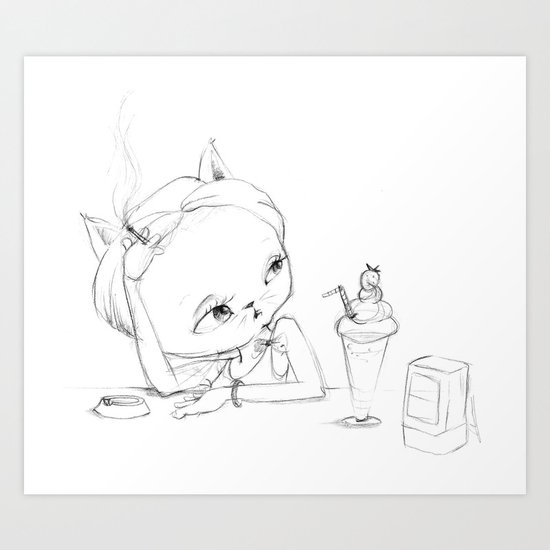 Smoking time Art Print