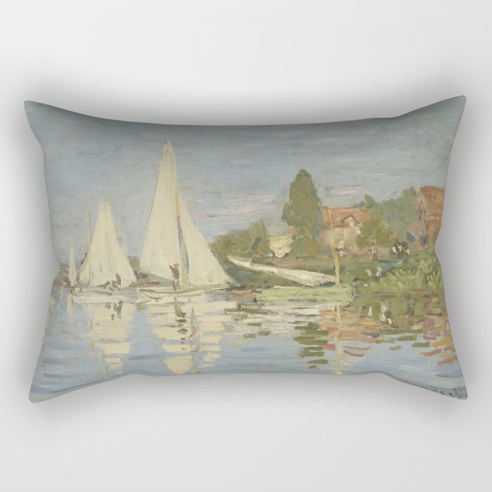 Regattas at Argenteuil by Claude Monet Rectangular Pillow