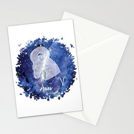 Aries Zodiac sign in a nebula Stationery Card