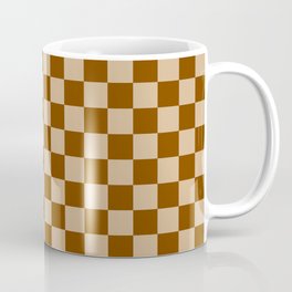 Tan Brown and Chocolate Brown Checkerboard Coffee Mug