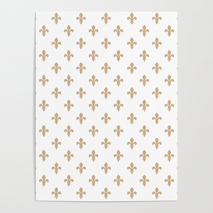 Fleur-de-Lis (Tan & White Pattern) Poster