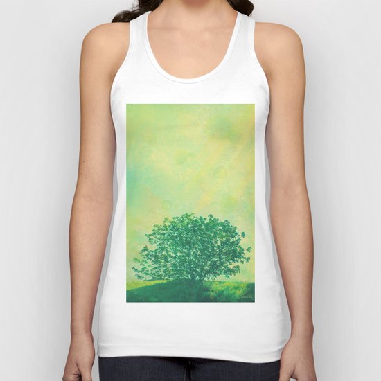 Green Lone Tree, Summer Sunlight Unisex Tank Top