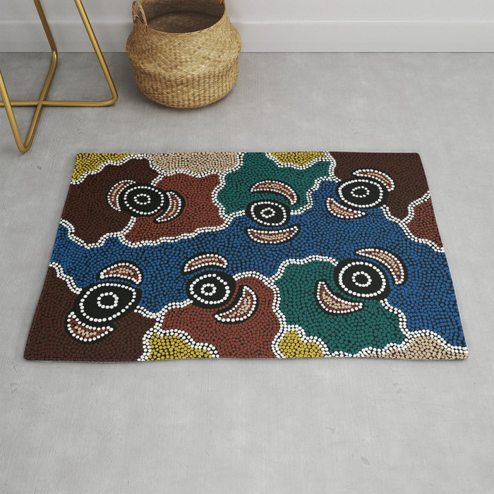 Authentic Aboriginal Art Riverside Dreaming Rug by Hogarth Arts