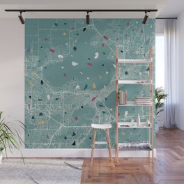 Madison, USA - terrazzo city map collage Wall Mural