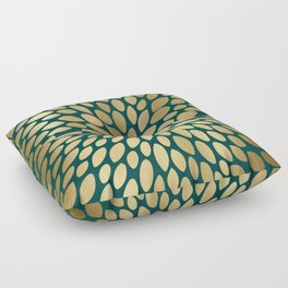Floral Bloom in Green and Gold Floor Pillow