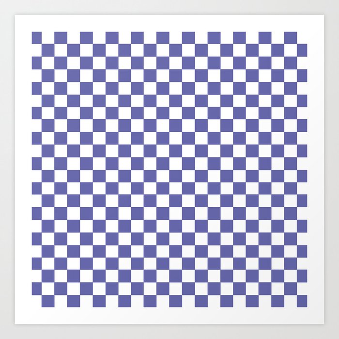 Color of the Year 2022 Very Peri Checkerboard -Purple and White Checks Art Print