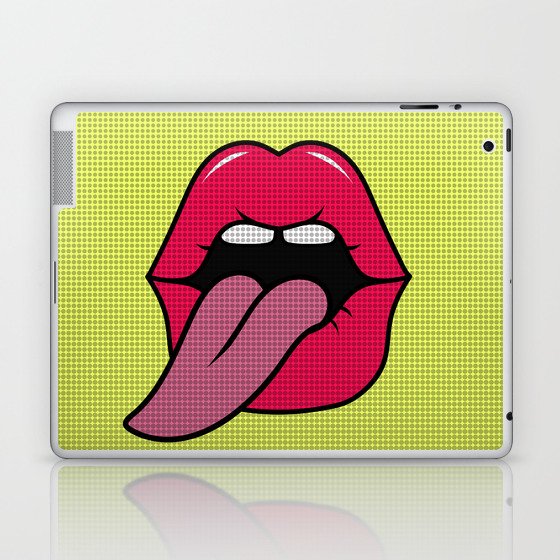 Super cool cartoon pop art sexy red lips with tongue out Laptop & iPad Skin