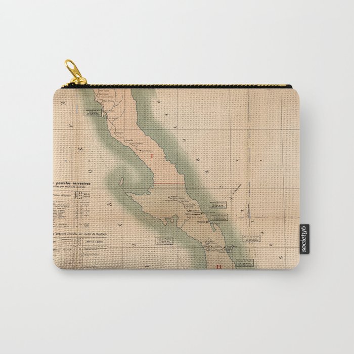 Vintage Baja California Postal Map (1904) Carry-All Pouch