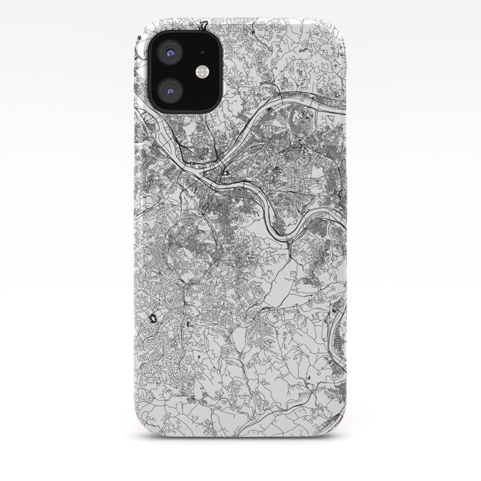 Pittsburgh White Map iPhone Case
