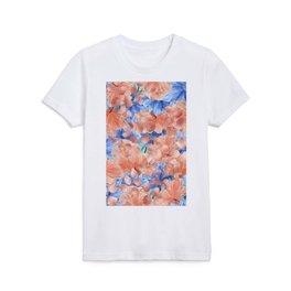 Abstract watercolor rose gold coral mint green sky blue floral Kids T Shirt