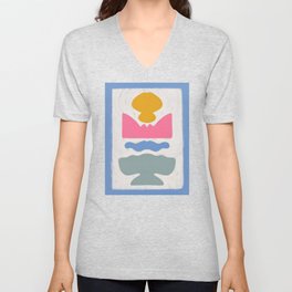 Pastel cut out with white background V Neck T Shirt