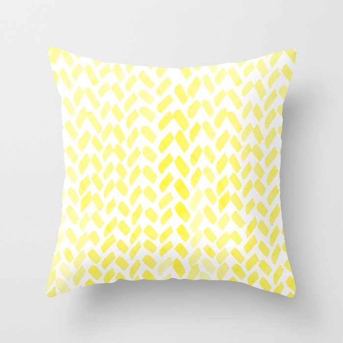Cute watercolor knitting pattern - yellow lemon Throw Pillow