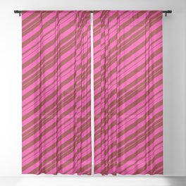 [ Thumbnail: Deep Pink and Maroon Colored Stripes/Lines Pattern Sheer Curtain ]
