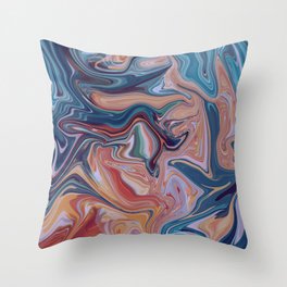 Marble Ink Fluid pattern Design blue red green color #marble #design Throw Pillow