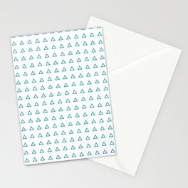 Outline of cyan triangles in columns and rows Stationery Card