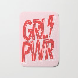 GRL PWR - GIRL POWER (Feminism typography design in red) Bath Mat | Girlpower, Red, Feminist, Popart, Typography, Minimalism, Roomdecoration, Contemporary, Motivation, Grlpwr 
