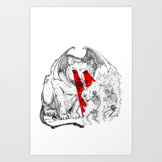 Lethal Optical Lasers Cat Art Print