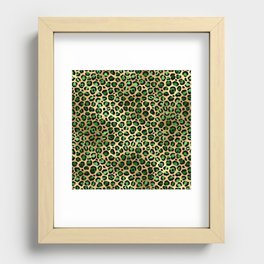 Green Gold Leopard Pattern Recessed Framed Print