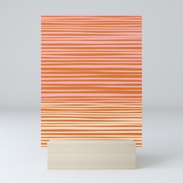 Natural Stripes Modern Minimalist Colour Block Pattern Orange Pink Cream Mini Art Print