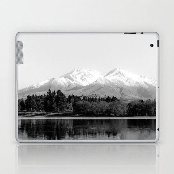 Mountain Lake Black and White Nature Photography Laptop & iPad Skin