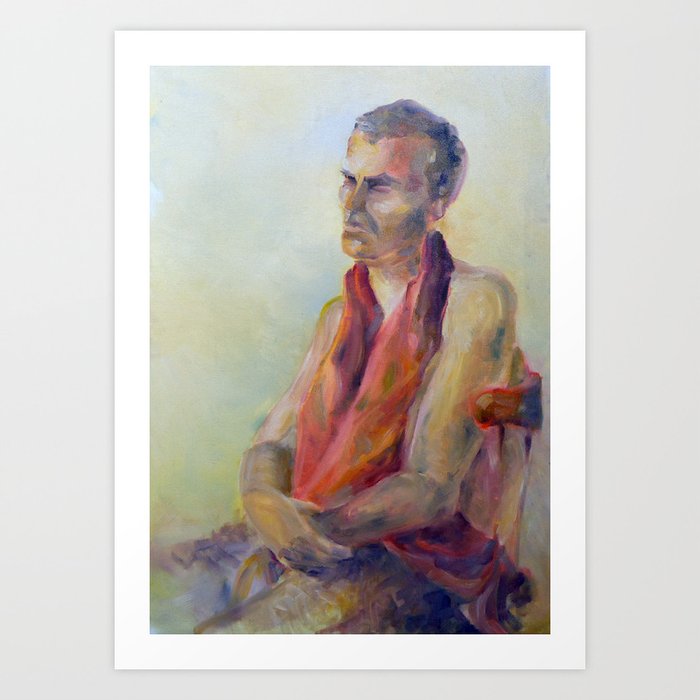 Oil Painting Portrait Of Man In Warm Colors Art Print By
