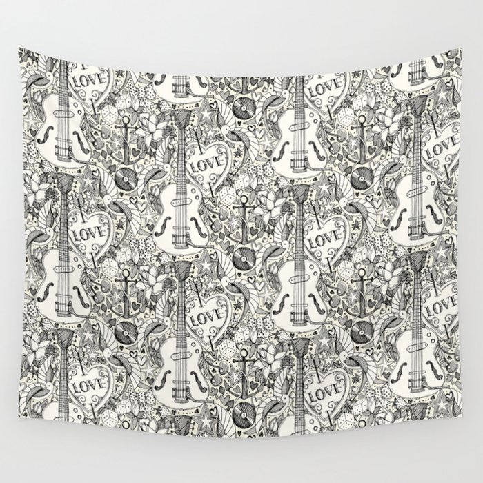 rockabilly doodle pearl Wall Tapestry