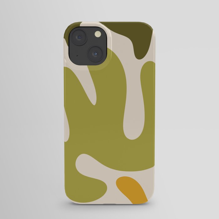 Abstract modern shapes sage, yellow and cream iPhone Case