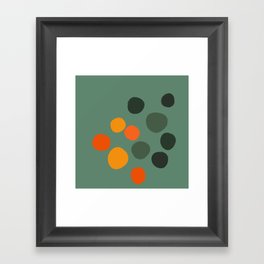 Minimalistic Colorful Dot Art Design Pattern on Green Framed Art Print