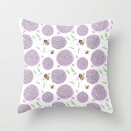 Allium & Honeybee Throw Pillow