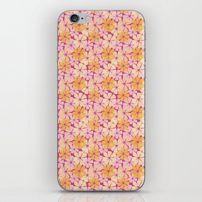Retro Tropical Petal Flowers - Pink Orange Yellow iPhone Skin