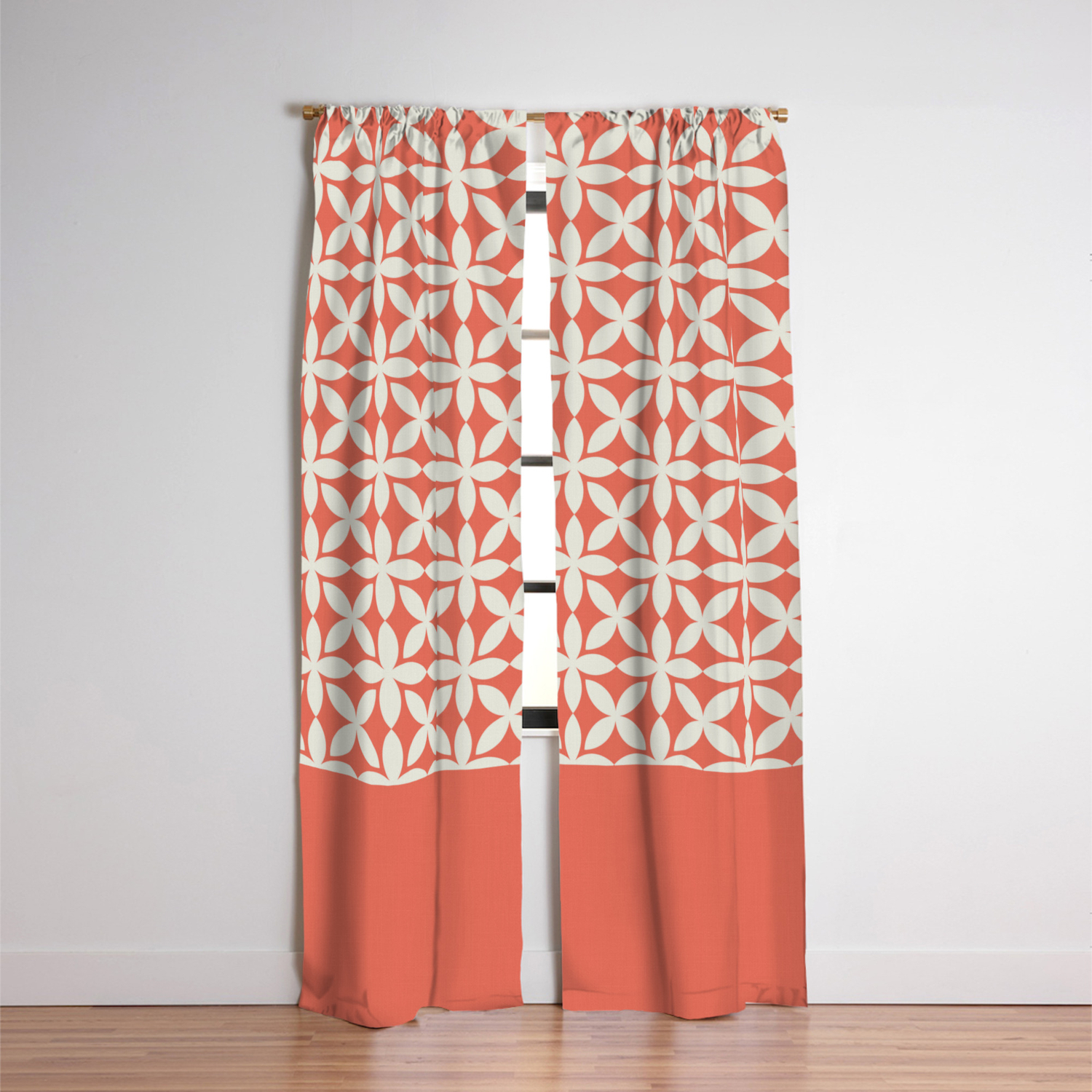 Pantone Cannoli Cream Square Petal Pattern On Pantone Living Coral