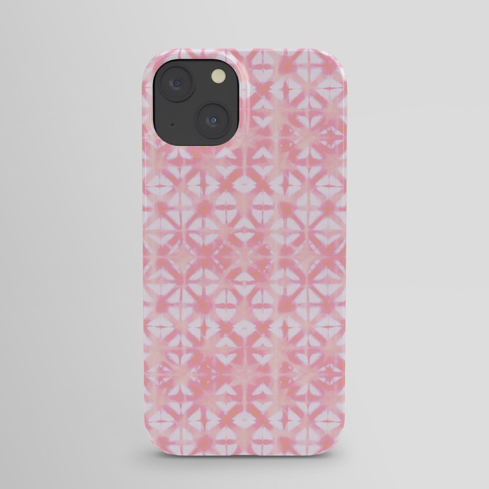 Pink coral grid iPhone Case