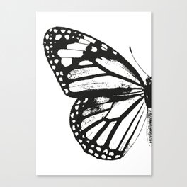 Monarch Butterfly | Left Butterfly Wing | Vintage Butterflies | Black and White | Canvas Print