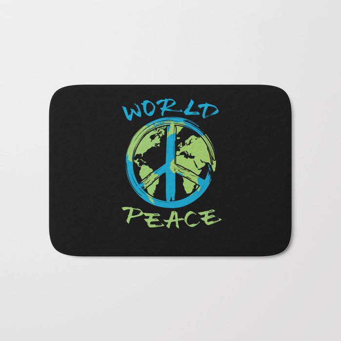 World Peace Earth Planet Peace Sign Bath Mat