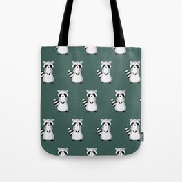 Raccoons on green Tote Bag