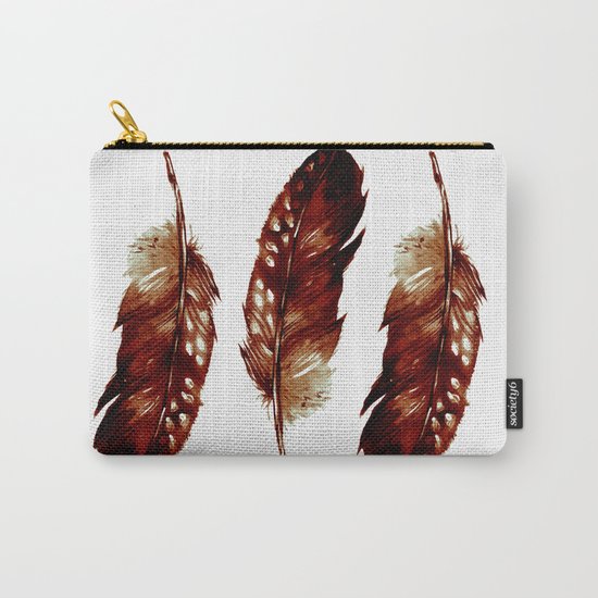 Three Feathers Brown Carry-All Pouch