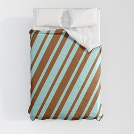 [ Thumbnail: Turquoise and Brown Colored Lines/Stripes Pattern Comforter ]