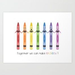 Together we can make rainbow Art Print | Diversity, Graphicdesign, Unity, Digital, Illustration, Kids, Children, Other, Cartoon, Crayon 