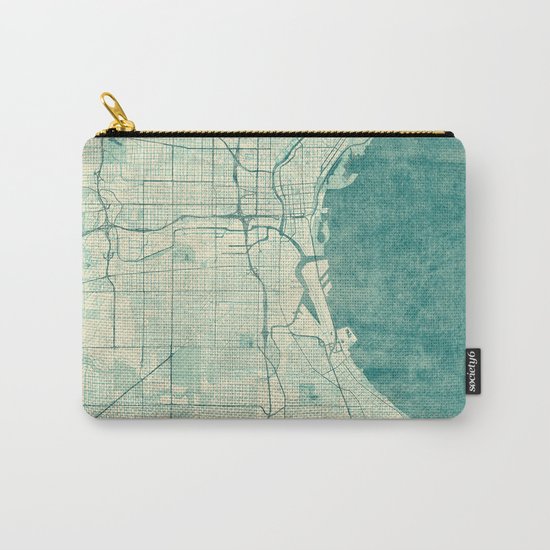 Milwaukee Map Blue Vintage Carry-All Pouch