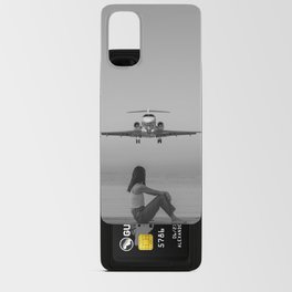 Steady As She Goes IV; aircraft coming in for an island landing black and white photography photographs photograph Android Card Case