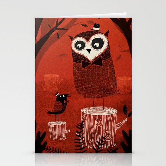 La Chouette et le Corbeau Stationery Cards