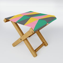 Triangles in Pink Green and Yellow Folding Stool