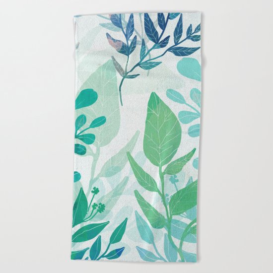 Botanical Pattern Beach Towel