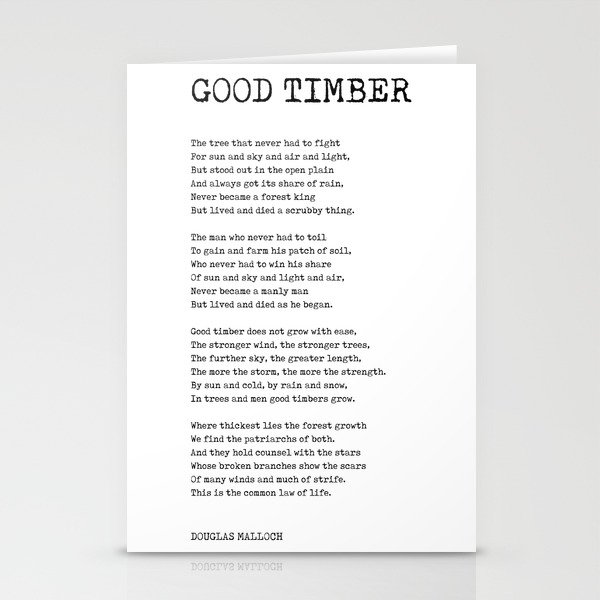 Good Timber - Douglas Malloch Poem - Literature - Typewriter Print 1 Stationery Cards