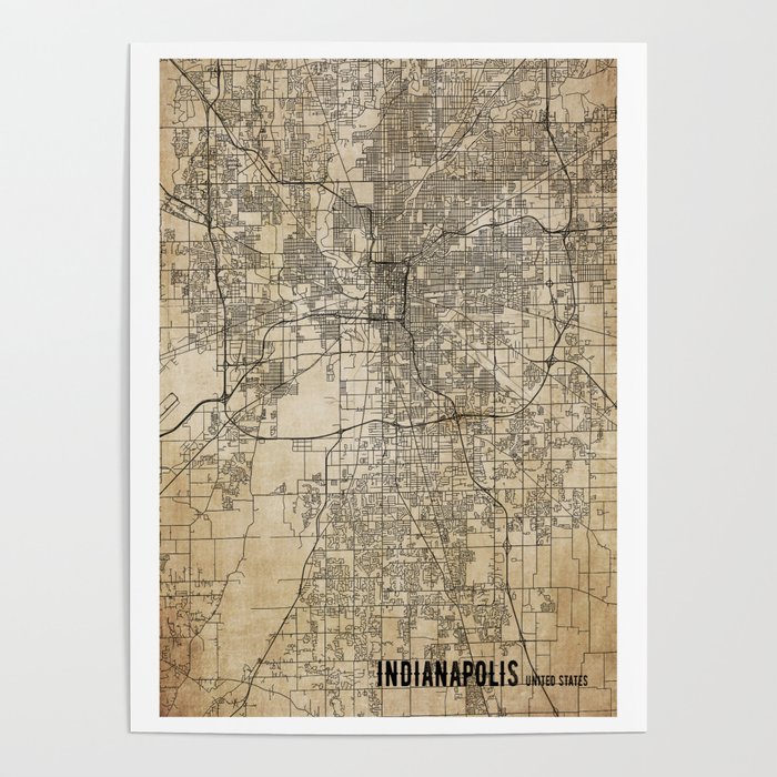 Indianapolis us vintage map Poster