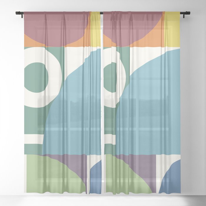Abstract geometric arch colorblock 5 Sheer Curtain