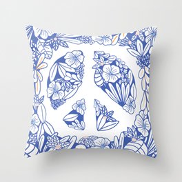 Blue Botanical Peace  Throw Pillow